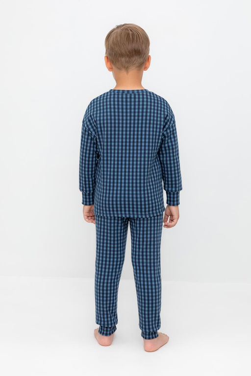К 1581/синий джинс,маленькая клетка пижама дет