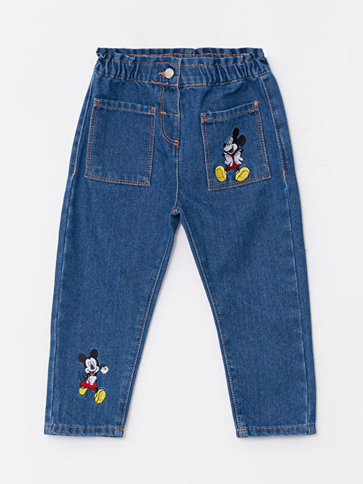 Beli Lastikli Mickey Mouse Nak?? Detayl? K?z Bebek Jean Pantolon - Waikiki фото 3