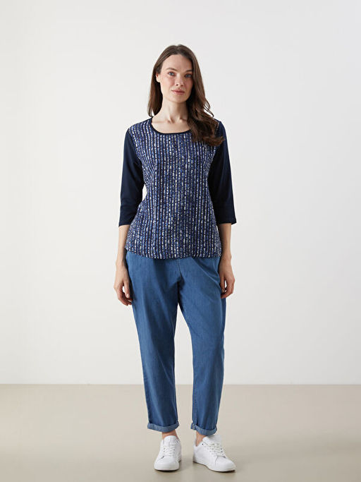 Bisiklet Yaka Desenli Bluz