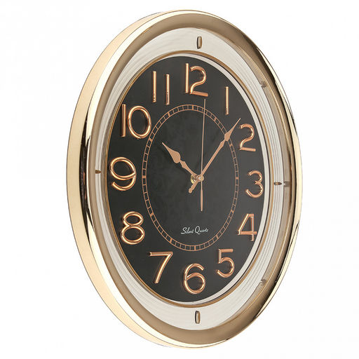Часы настенные Мистика д41см, h6см, мягкий ход, циферблат Ирис черный; цифры арабские, золотой; корпус пластик, золотой/прозрачный; в коробке (Китай) - Домашняя мода фото 2