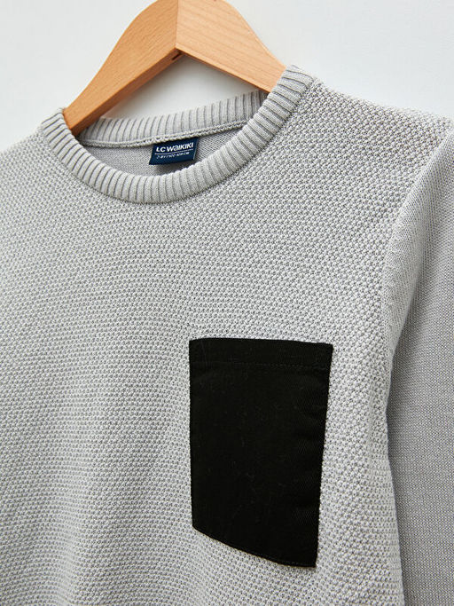 Bisiklet Yaka Basic Uzun Kollu Erkek ?ocuk Triko Kazak - Waikiki фото 3