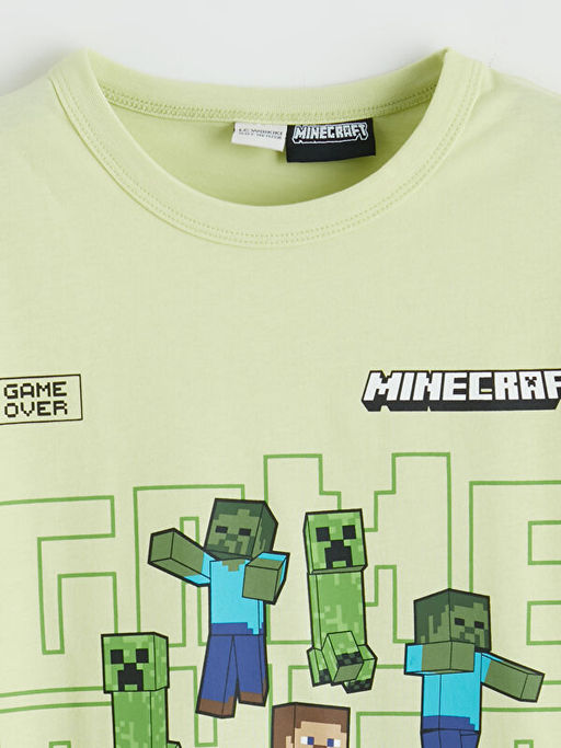 Bisiklet Yaka Minecraft Bask?l? Erkek ?ocuk Ti??rt