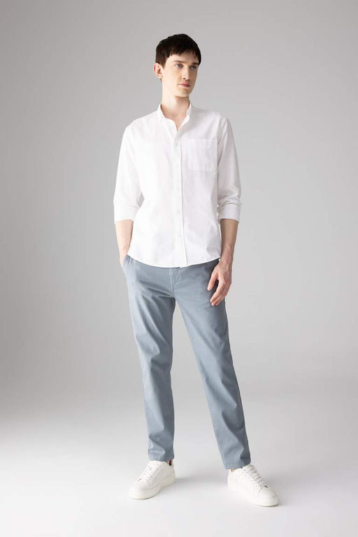 Брюки-чиносы прямого кроя из габардина с карманом на молнии и парусиновой тканью стандартного кроя - Defacto фото 3