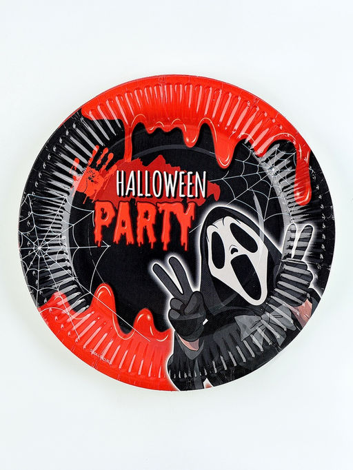 Посуда одноразовая бумажная для праздника Halloween party, 6 тарелок, 6 стаканов