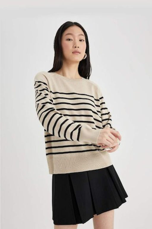 Свитер обычного кроя с круглым вырезом - Defacto фото 4