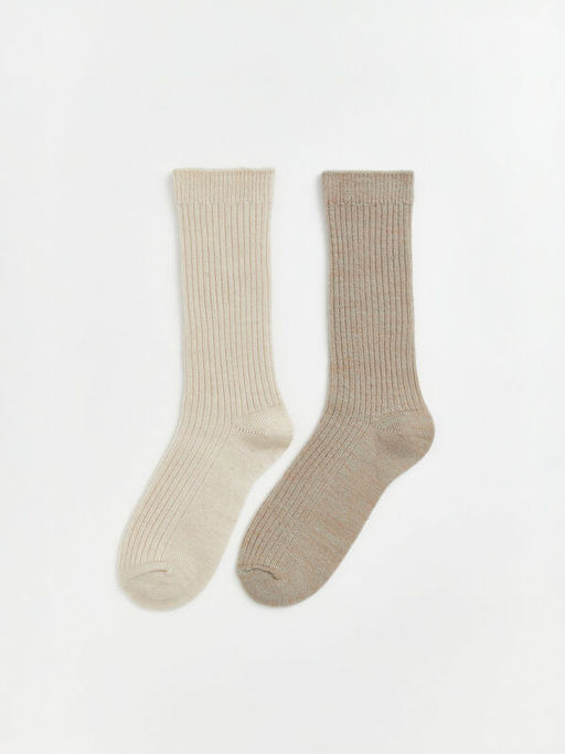 Fitilli Y?n Kar???ml? Kad?n Soket ?orap 2li