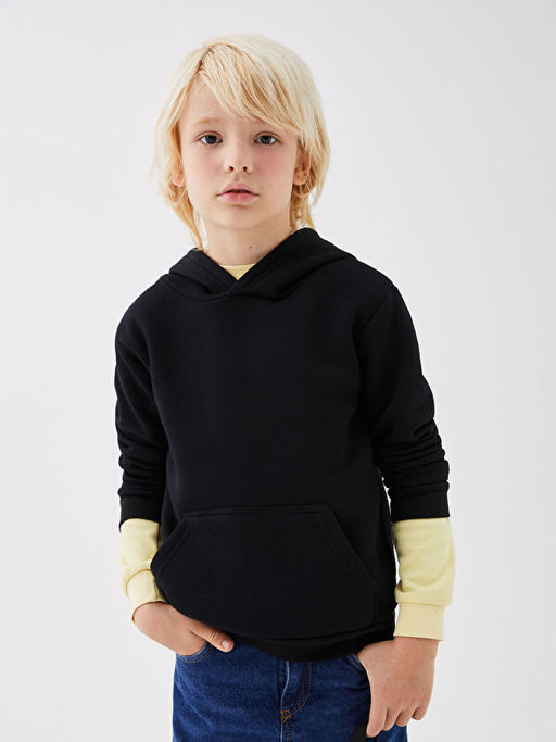 Kap??onlu Basic Uzun Kollu Erkek ?ocuk Sweatshirt - Waikiki фото 2