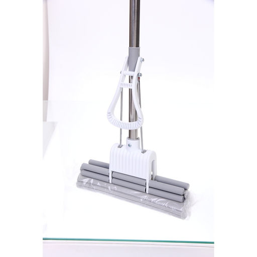 Швабра с губкой ПВА металлическая ручка 90-110 см(отжим двойной ролик, насадка 27см)