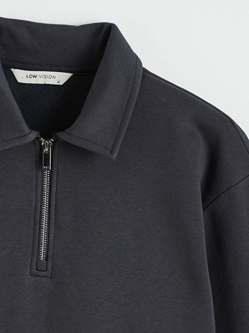 Fermuar Kapamal? Polo Yaka Erkek Sweatshirt