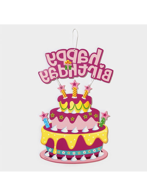 Украшение подвеска «С Днём Рождения», 42×26 см, розовое