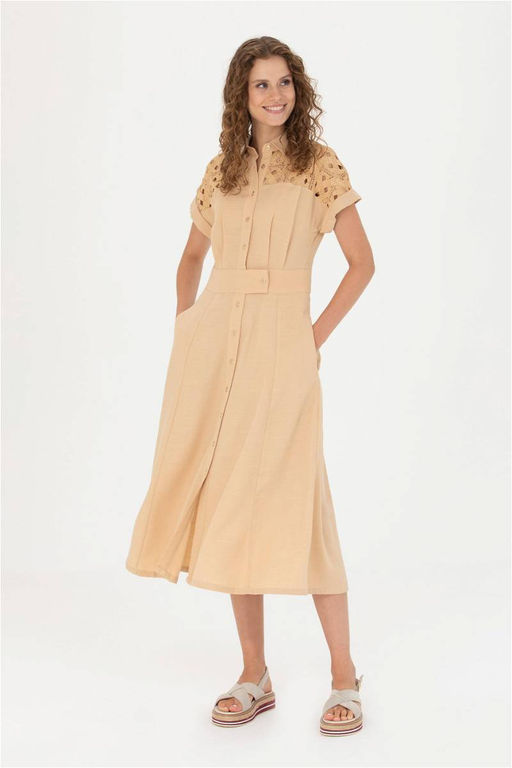 Женское верблюжье тканое платье - U.s. polo assn фото 8