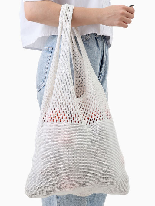 Сумка пляжная, плетёная, клетка 0.5 см, белая