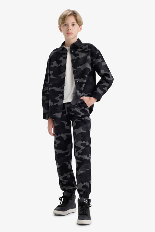 Jogger Fit Kamuflaj Desenli Gabardin Pantolon Erkek _ocuk - Defacto фото 3