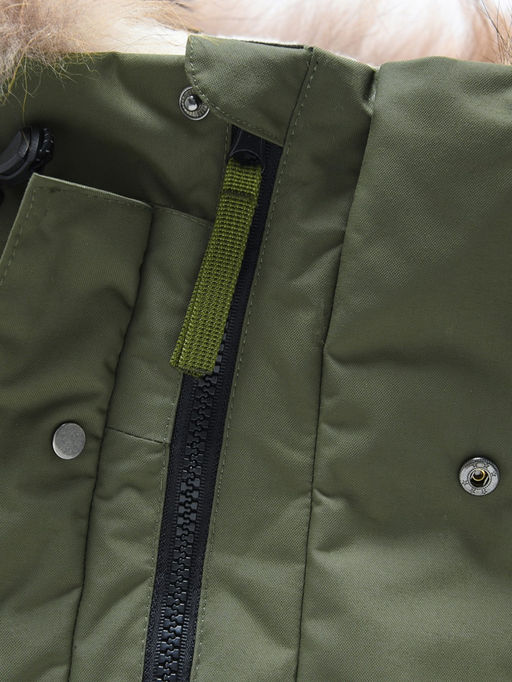 Парка зимняя подростковая для мальчика с капюшоном и мехом цвета хаки 9535Kh - Mtforce фото 14