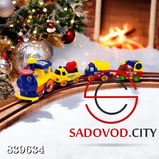 Игрушка паровозик с тремя машинками на магнитах