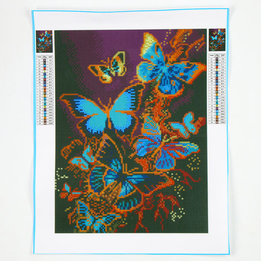 Алмазная мозаика с полным заполнением на холсте «Бабочки», 30×40 см
