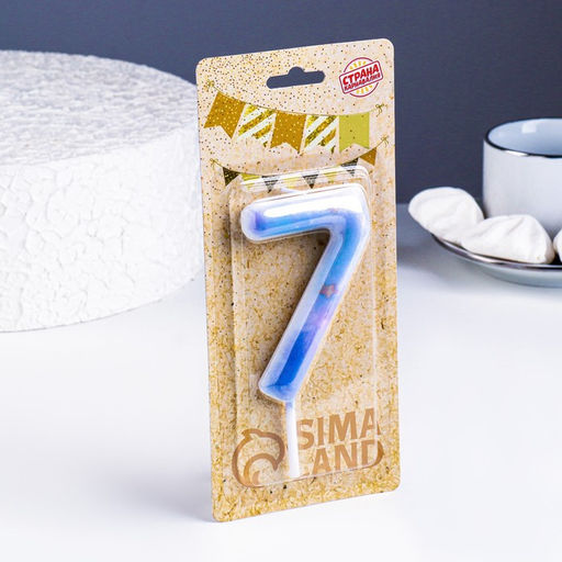 Свеча в торт на шпажке «Звездопад», цифра 7, 9 см, ГИГАНТ