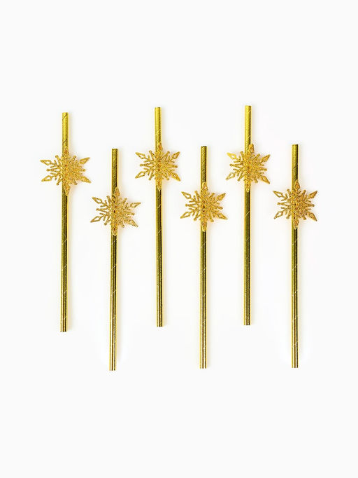 Трубочки для коктейля Снежинки, набор 6 шт.