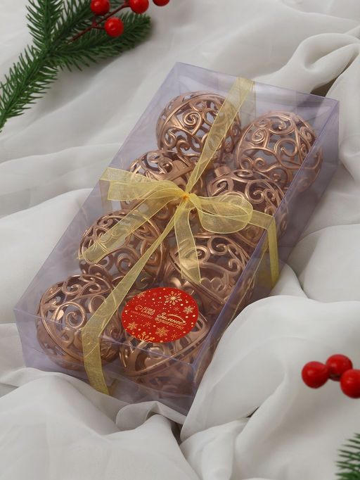 Ёлочные игрушки Морозец, шары новогодние, d=6 см, 8 шт., золотистые - Зимнее волшебство фото 4