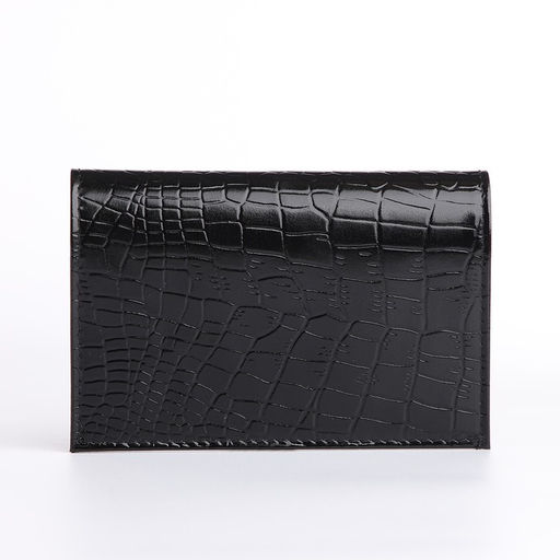 Обложка для паспорта, тиснение, крокодил, цвет чёрный - Simaland фото 2