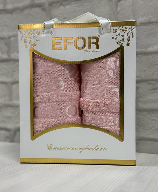 Набор полотенец EFOR BAMBOO TAC из 2х пр. (50*90,70*140) 100% бамбук (персиковый)