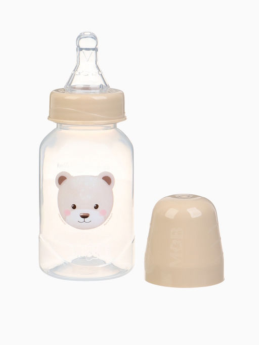 Бутылочка для кормления Bear 150 мл, цилиндр, бежевый Mum&Baby