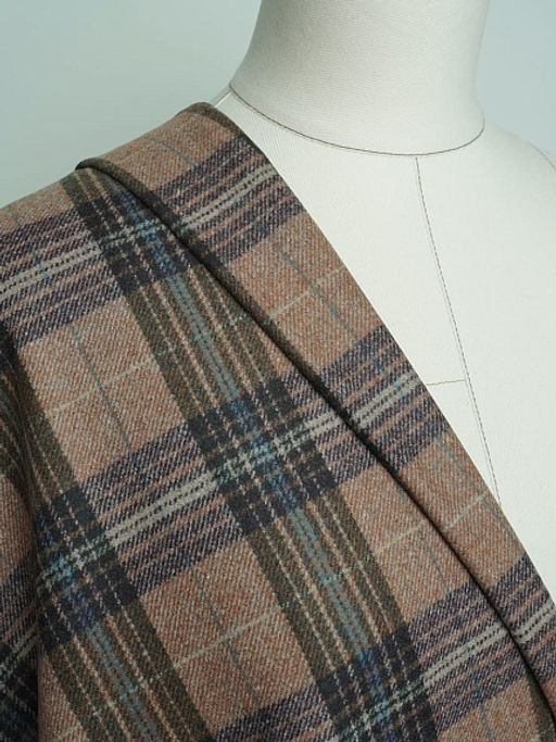 Шерсть пальтово-костюмная Твид Клетка цв.фиолетовый/хаки/коричневый, ш.1.5м, шерсть-60%, п/э-40% - Купава фото 13