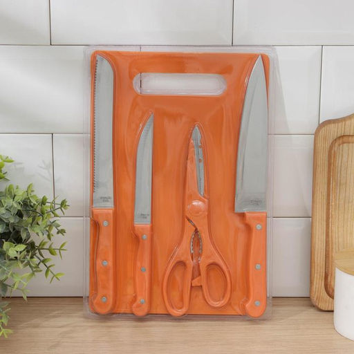 Набор кухонных принадлежностей, 5 предметов: ножи 12 см, 17 см, 17,5 см, доска, цвет МИКС - Simaland фото 9