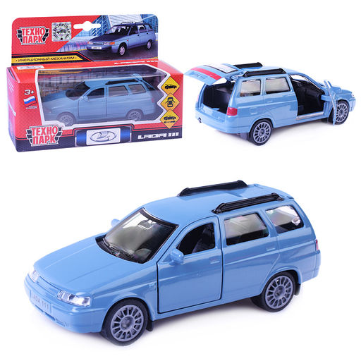 Машина металл LADA 111, 12 см, (двери, багаж., голуб.,) инерц., в коробке