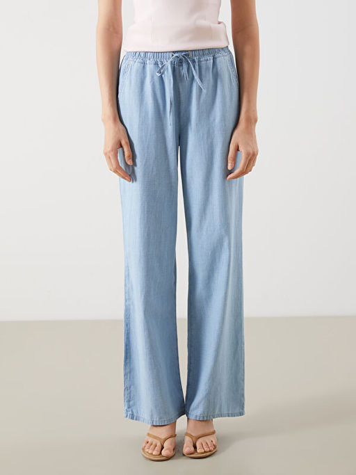 Beli Lastikli Wideleg Kad?n Jean Pantolon
