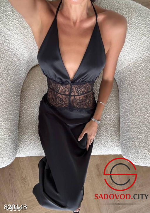 Платье макси с вставкой из кружева - Bruno фото 2