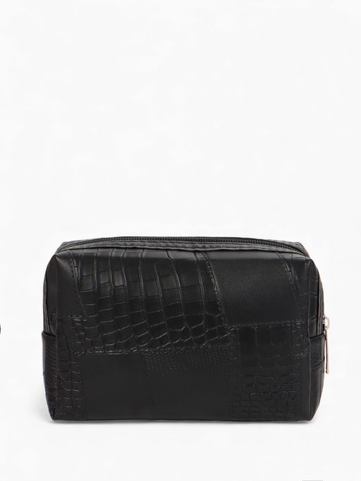 Косметичка ONE COLOR, на молнии, искусственная кожа, чёрная