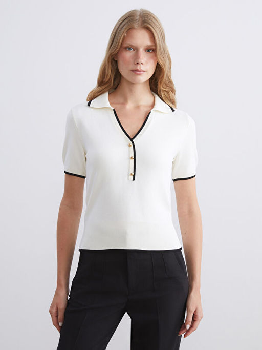 Polo Yaka Kad?n Triko Kazak