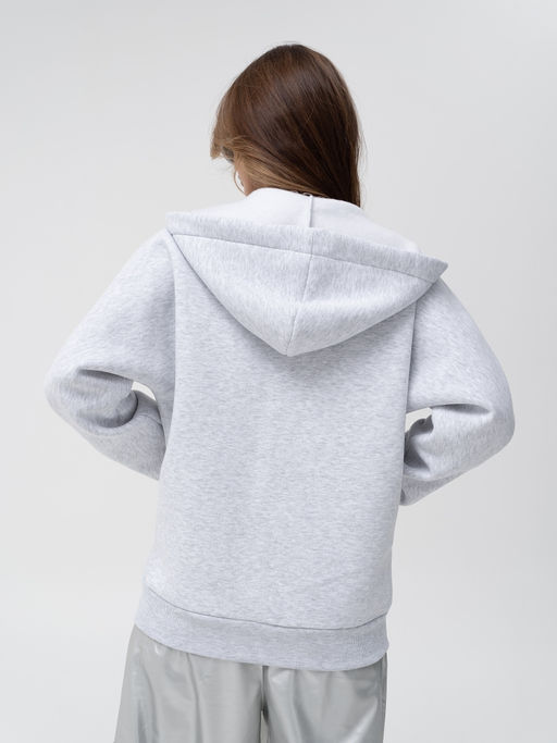 Толстовка футер 3х нитка с начесом,серый меланж - Binita фото 8