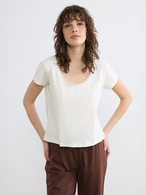 Bisiklet Yaka Kad?n Pijama ?st?