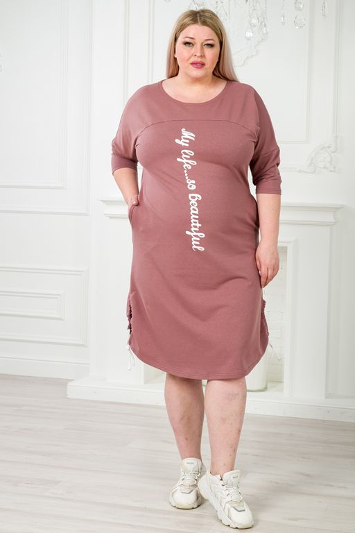 Платье женское из футера My life бежевый макси - Амадэль фото 6