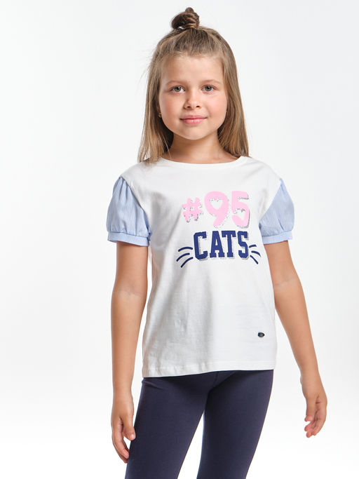 Футболка с принтом UD 4795 белый/голубой - Mini maxi фото 3