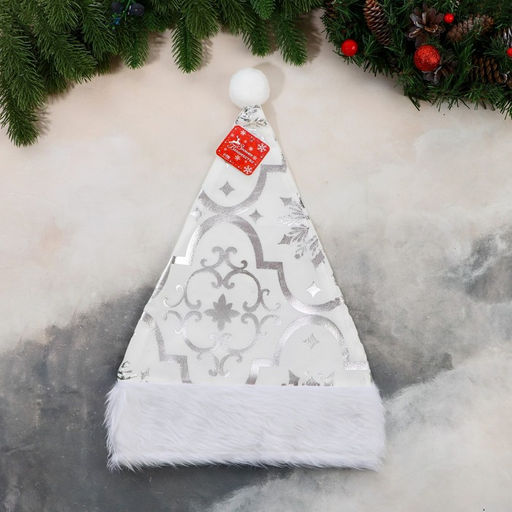 Колпак новогодний Феерия орнамент, 28х40 см, белый - Зимнее волшебство фото 2