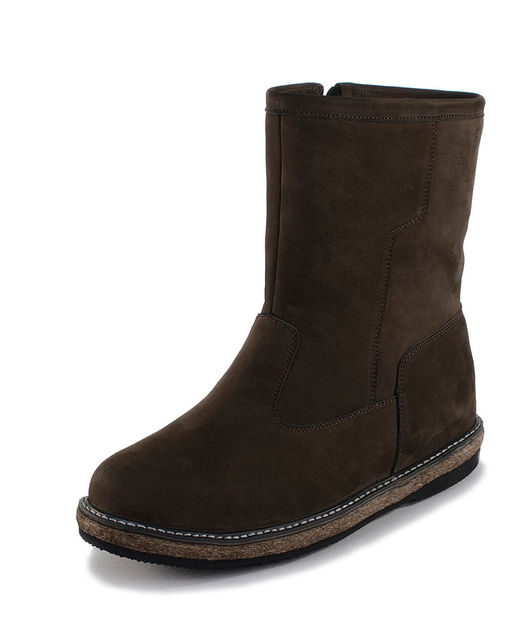 Полусапоги мужские на войлочной подошве, Коричневые. Нубук. Молния.