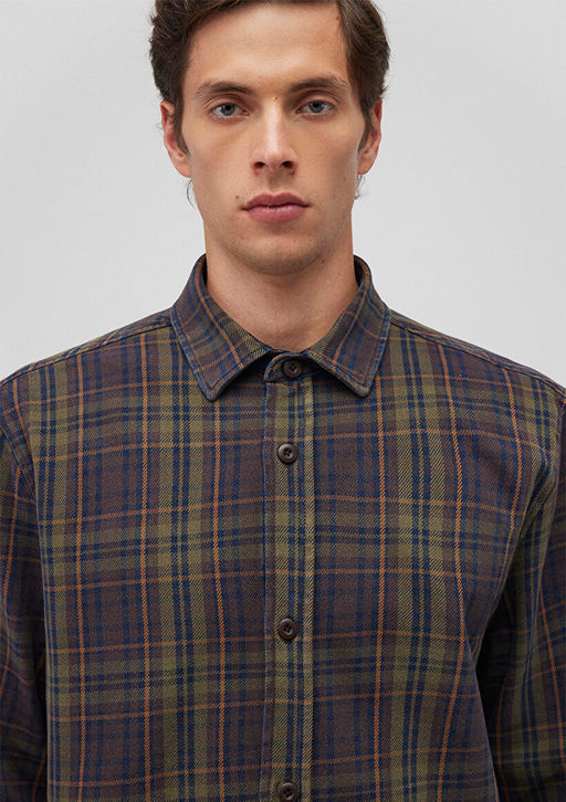 Kareli Haki Gomlek - Mavi фото 5