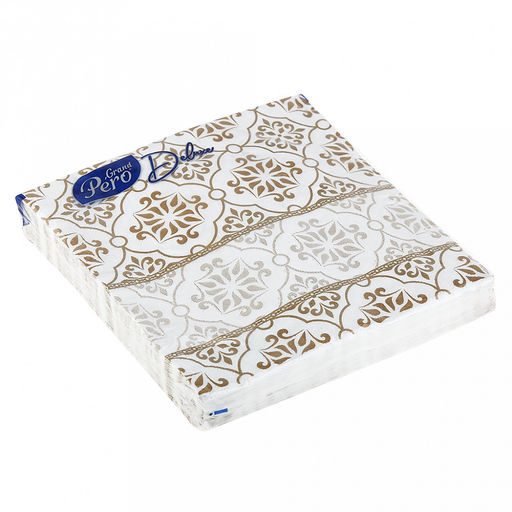 Салфетки бумажные 33х33см GrandPero Deluxe, 3-х слойные, 20 штук в упаковке, Дамасск (Россия) - Домашняя мода фото 2