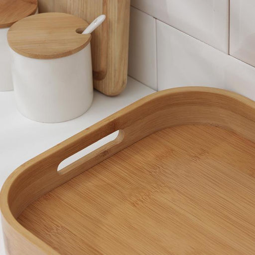 Поднос с ручками Доляна Striata, 40×28×4.5 см, бамбук