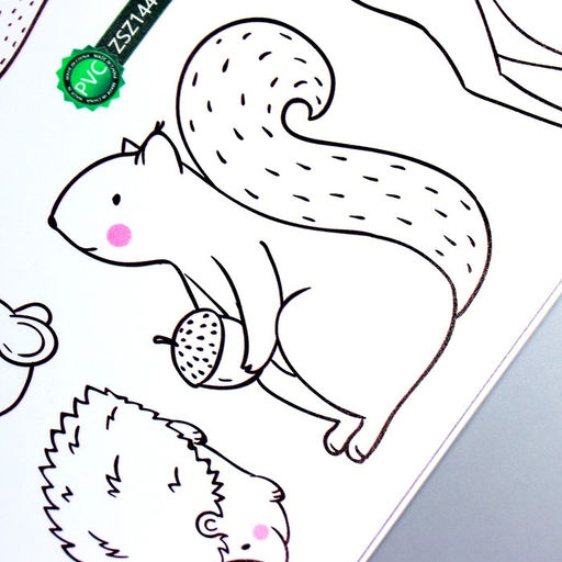 Наклейка пластик интерьерная чёрная с цветом "Лесные зверушки" 30х90 см