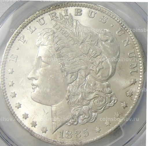 1 доллар 1885 года O США Доллар Моргана (в слабе PCGS MS 63)