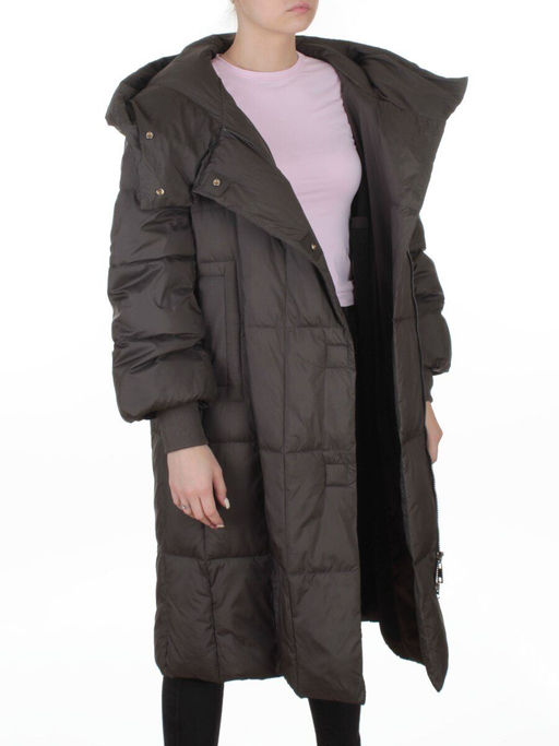 8892 GRAY/BROWN Пальто зимнее женское (200 гр. холлофайбер)
