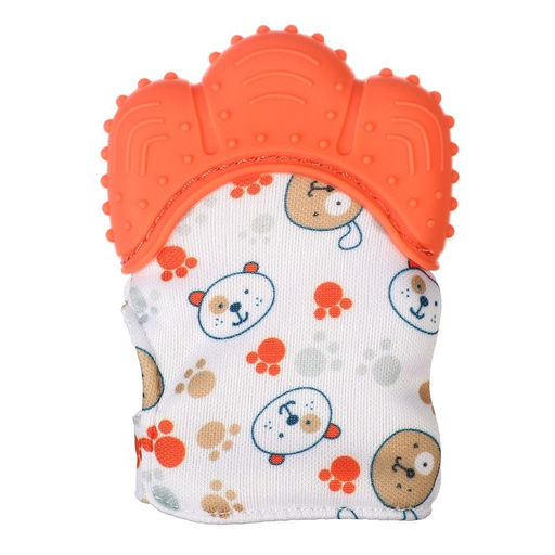 Прорезыватель-рукавичка Крошка Я «Собачки», от 3 мес., красный