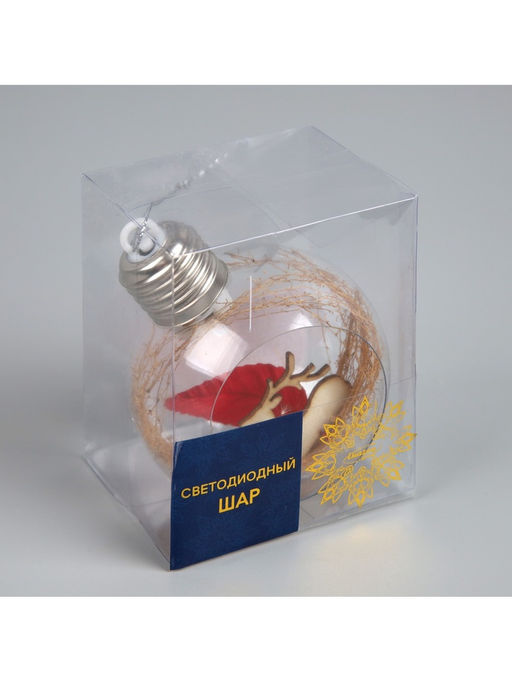 Ёлочный шар Олень, d=8 см, 1 LED, от батареек, свечение тёплое белое - Luazon lighting фото 12