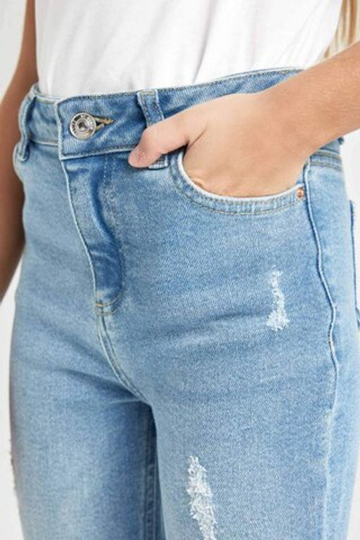 Узкие брюки скинни для девочек с рваными деталями и узкими брюками - Defacto фото 5