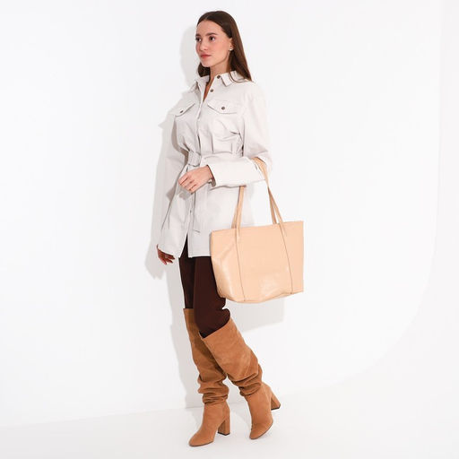 Сумка-шопер на молнии, цвет бежевый - Simaland фото 6