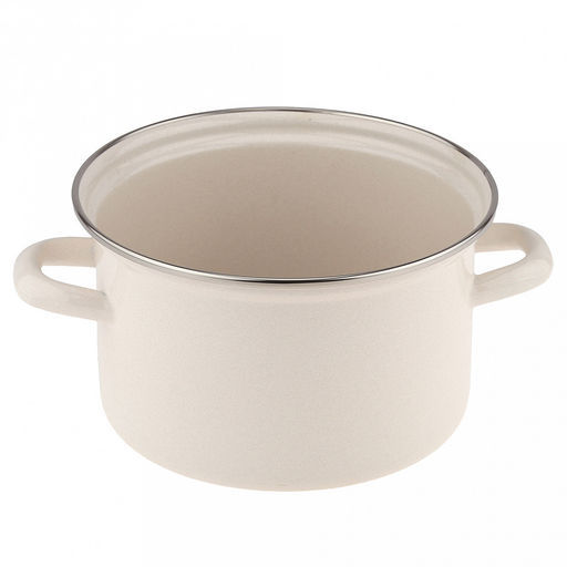 Жемчужная Кастрюля эмалированная 2,0л, форма цилиндрическая, металлическая крышка, без рисунка (Россия) - Домашняя мода фото 3
